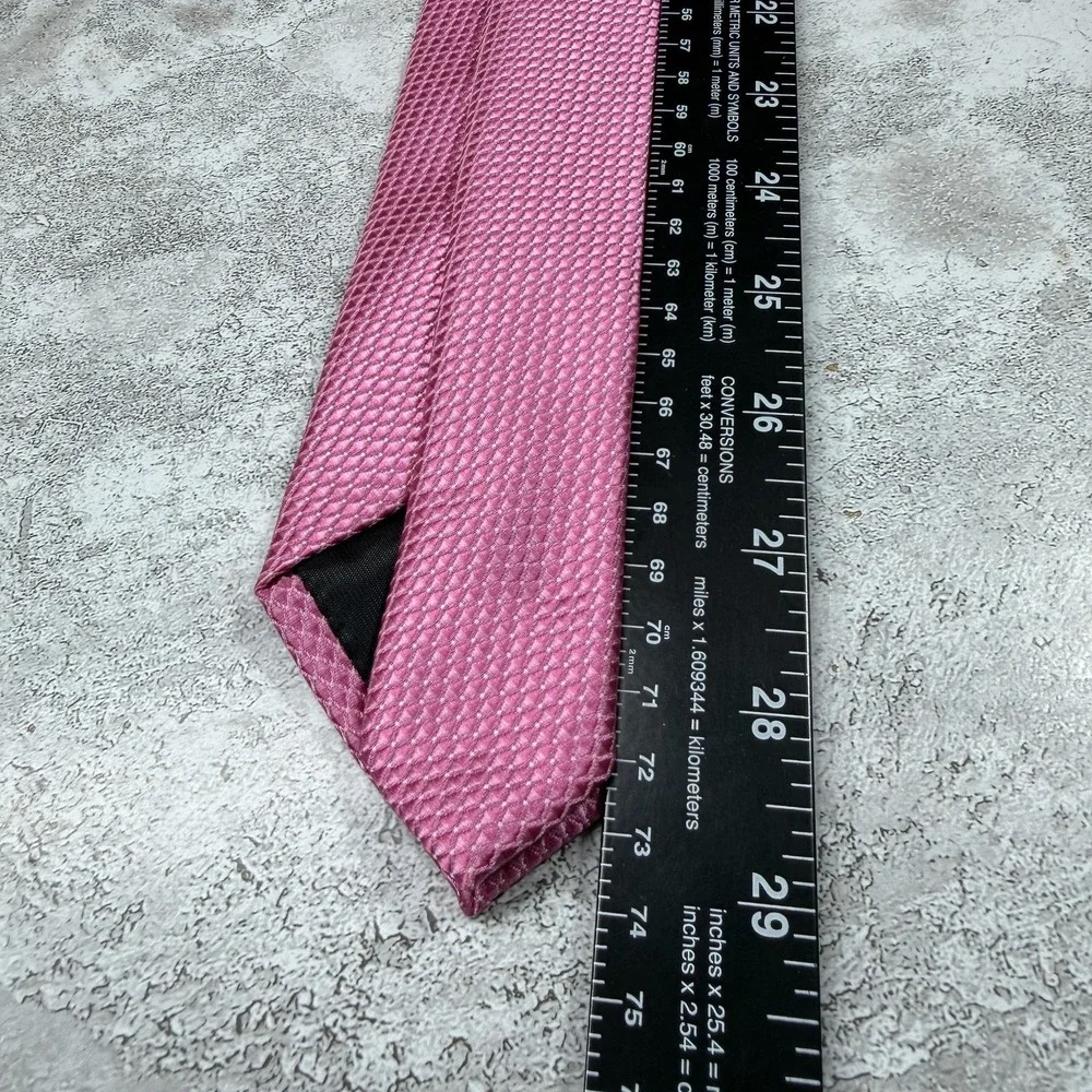 Jones New York Polyester Tie Mens One Size Pink Geometric Jacquard China Necktie